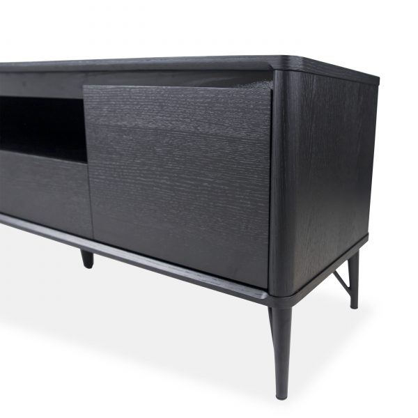 Flair TV Unit in Black Oak, Close Up