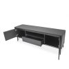 Flair TV Unit in Black Oak, Open