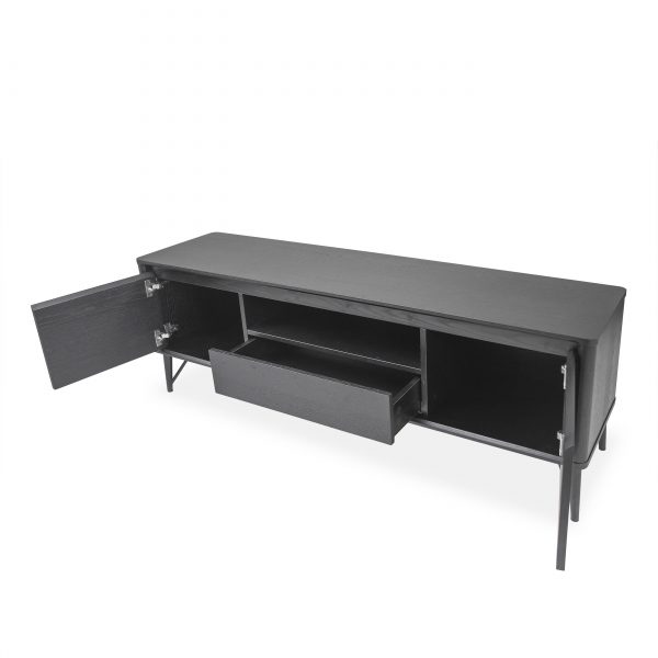 Flair TV Unit in Black Oak, Open