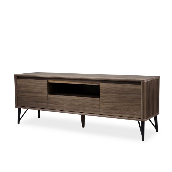 Flair TV Unit in Walnut, Angle
