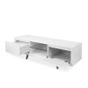 Leon TV Unit in White, Angle, Open