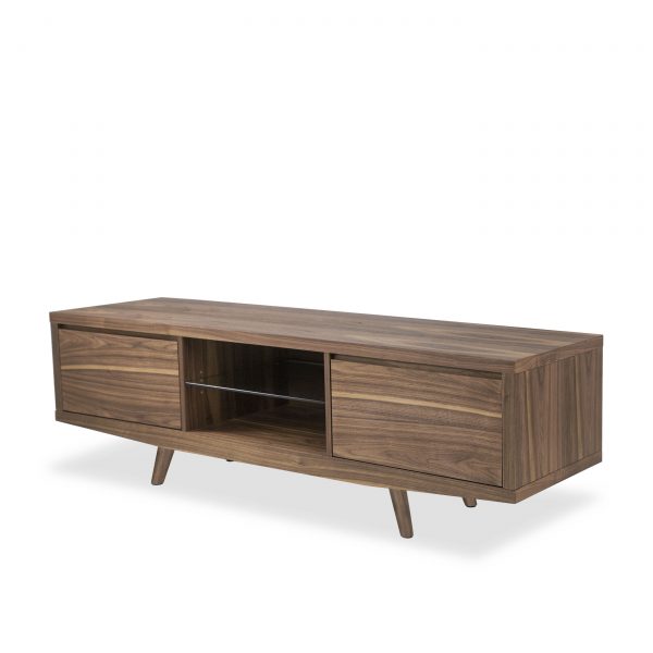 Leon TV Unit in Walnut with Wood Legs, Angle