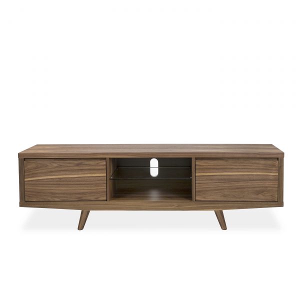Leon TV Unit in Walnut with Wood Legs, Front