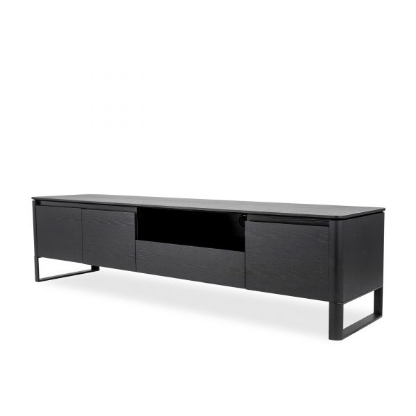 Olympia TV Unit in Black Oak, Angle