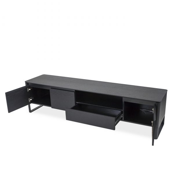 Olympia TV Unit in Black Oak, Open