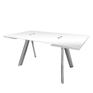 Alamo Dining Table in White Glass