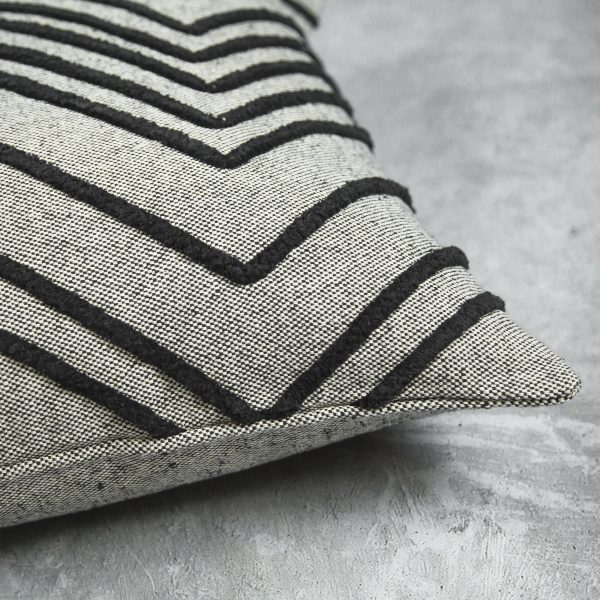 Chevron Grey Pillow, Close Up