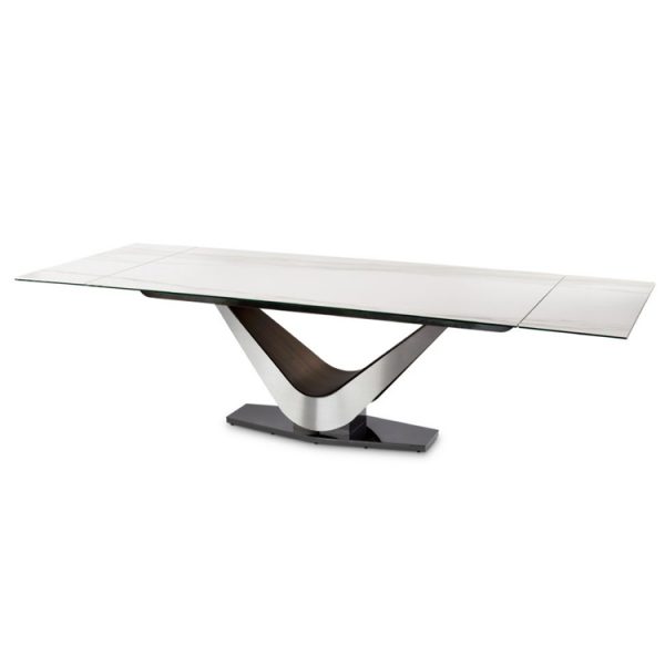 Elite Modern Victor 3018Cer Carbo Dining Table, Calcatta, Extended