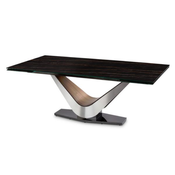 Elite Modern Victor 3018Cer Carbo Dining Table, Noir Desir