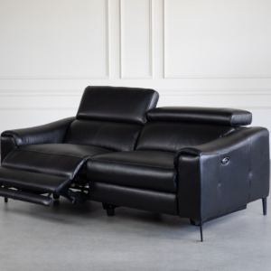 Barclay Black Leather Sofa - Angle Recline Barclay Black Leather Sofa - Angle Recline