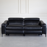 Barclay Black Leather Sofa - Front