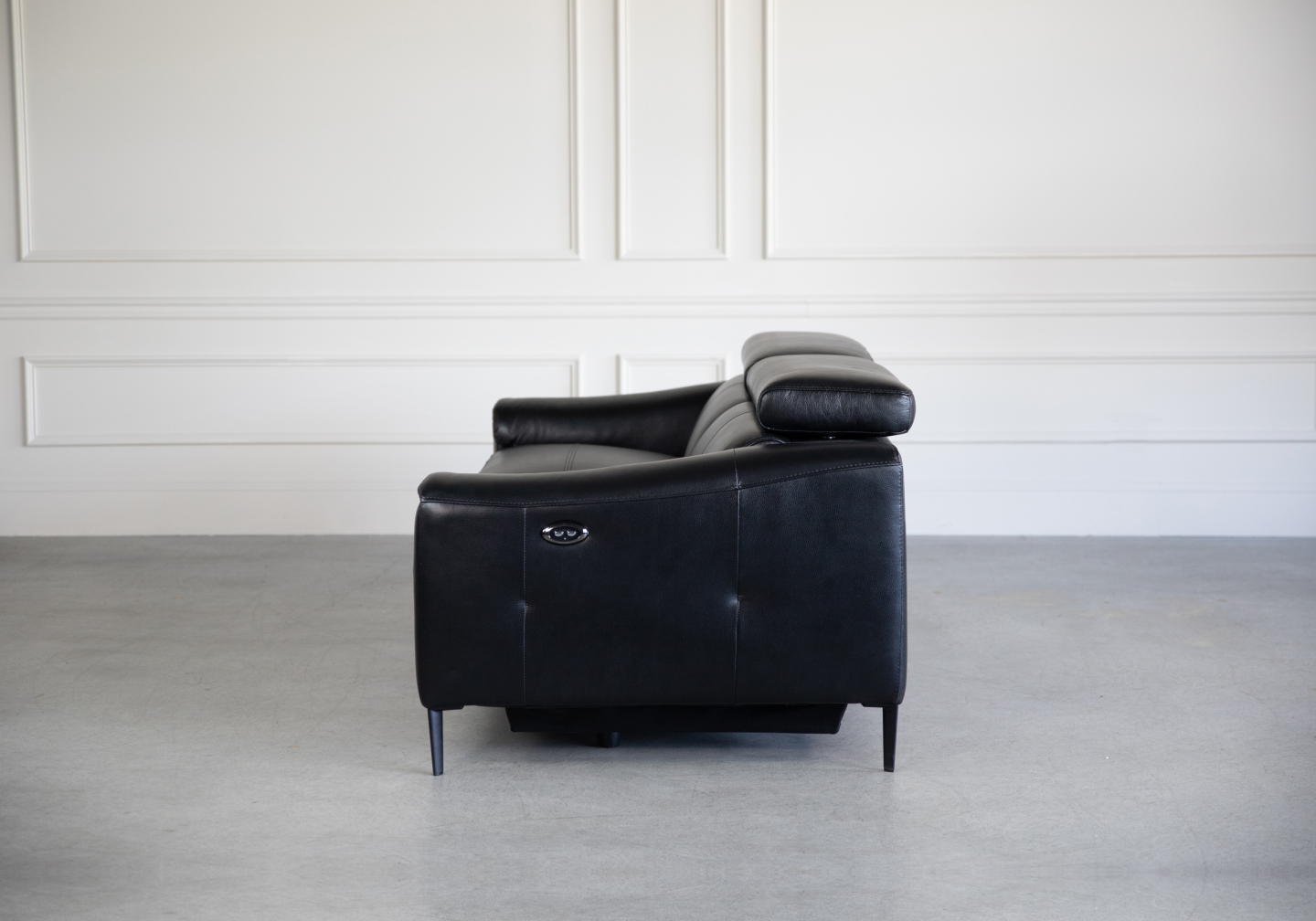 Barclay Black Leather Sofa - Side