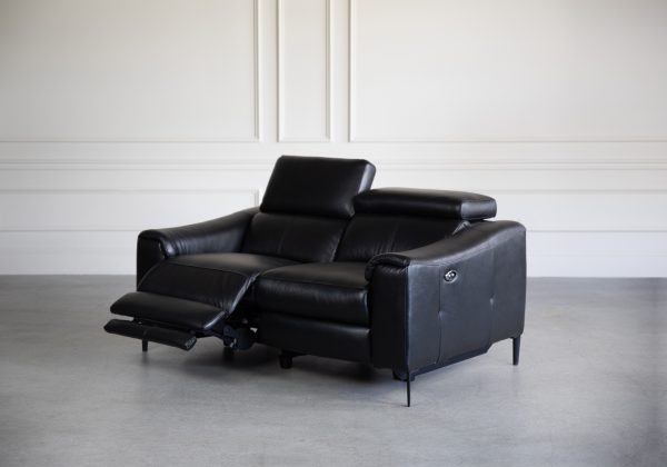 Barclay Loveseat in Black, Angle, Recline