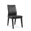 Lena Dining Chair in Black Leather, Black Legs, Angle