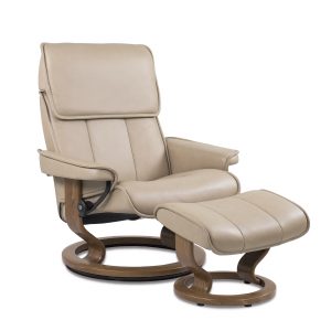 Stressless Admiral in Paloma Sand with Teak Base, Angle