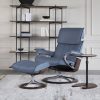 Stressless Admiral Recliner in Paloma Sparrow Blue Leather with a Walnut Base.
