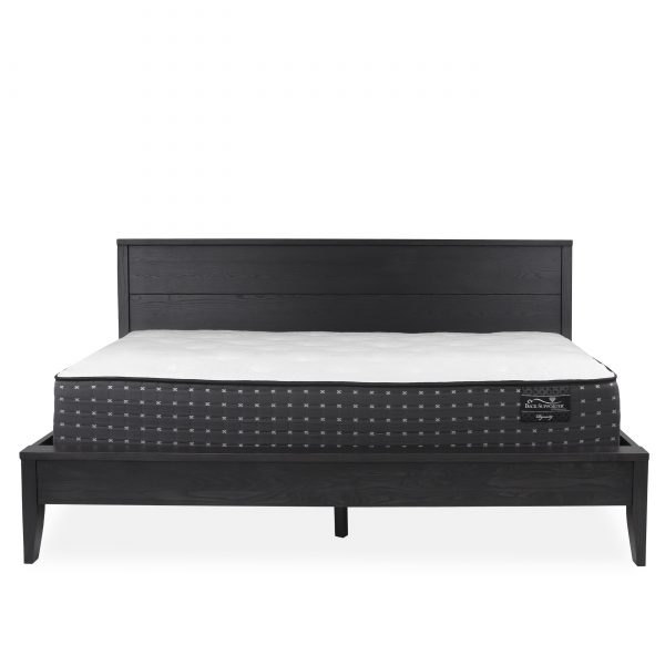 Calvin Bed in Obsidian, Front with Tall Mattress