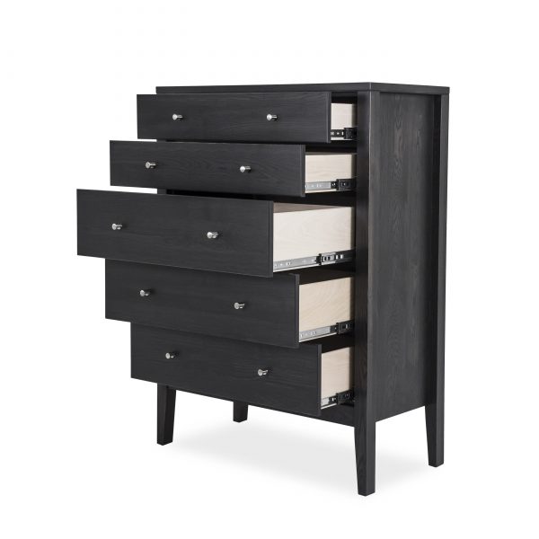 Calvin Chest in Obsidian, Angle, Drawers Open