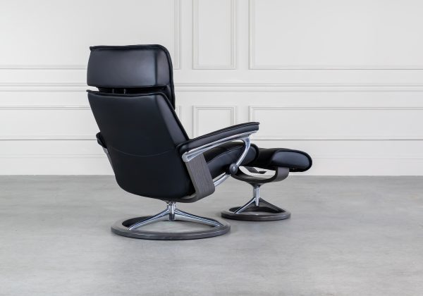 Stressless Admiral Signature in Paloma Black, Grey Base, Back