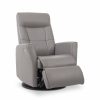 Mega Recliner in Stone Leather, Angle, Reclined