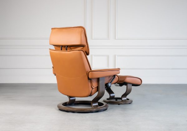 Stressless Admiral Classic in Cognac with New Walnut Base, Back