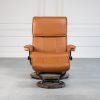 Stressless Admiral Classic in Cognac with New Walnut Base, Front