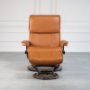Stressless Admiral Classic in Cognac with New Walnut Base, Front