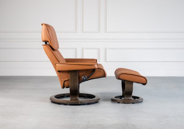 Stressless Admiral Classic in Cognac with New Walnut Base, Side