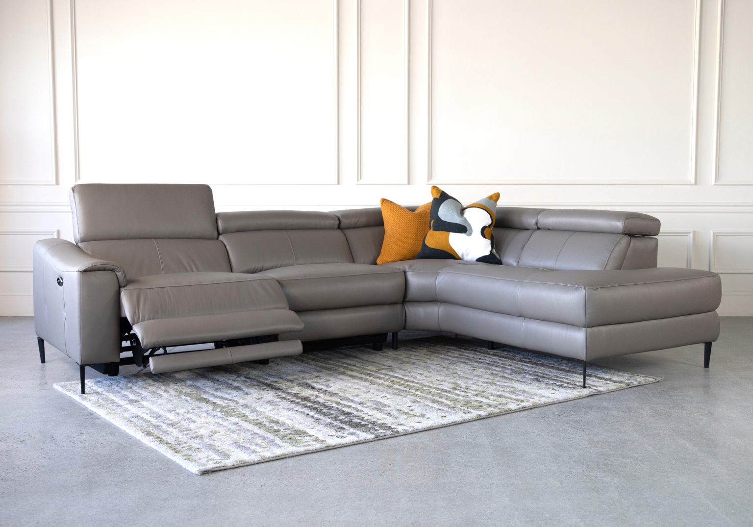 Barclay Sectional Grey Angle Recline SR