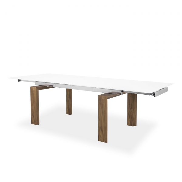 Potrero Dining Table Large in Walnut, Angle, Extended