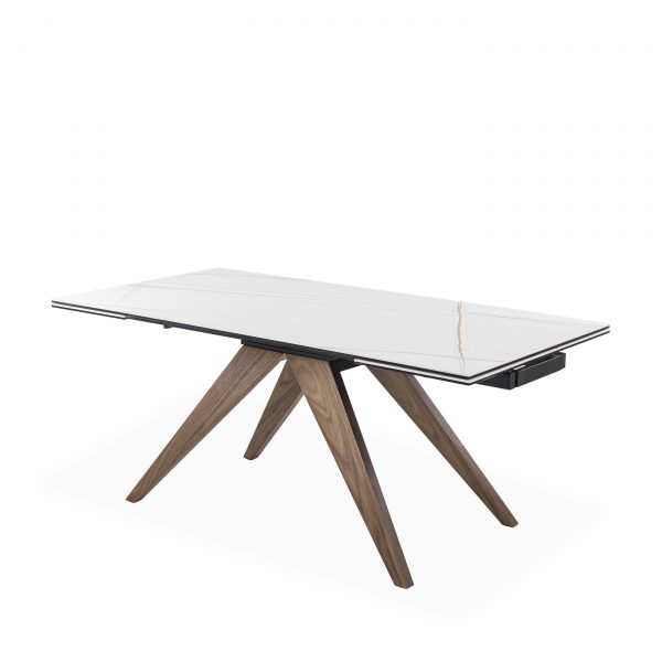 Simon Dining Table in White, Angle