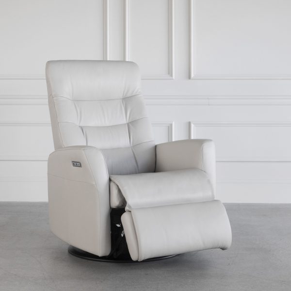 Queen Recliner in Fog, Angle, Recline