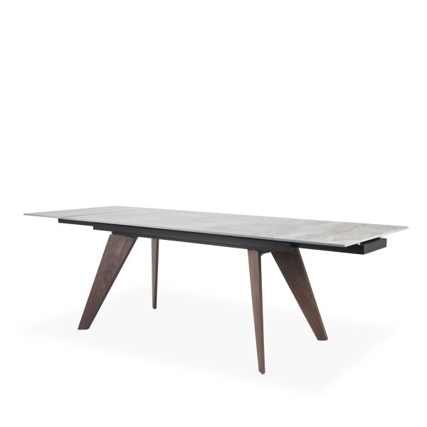 Albert Dining Table, Grey, Angle, Extended