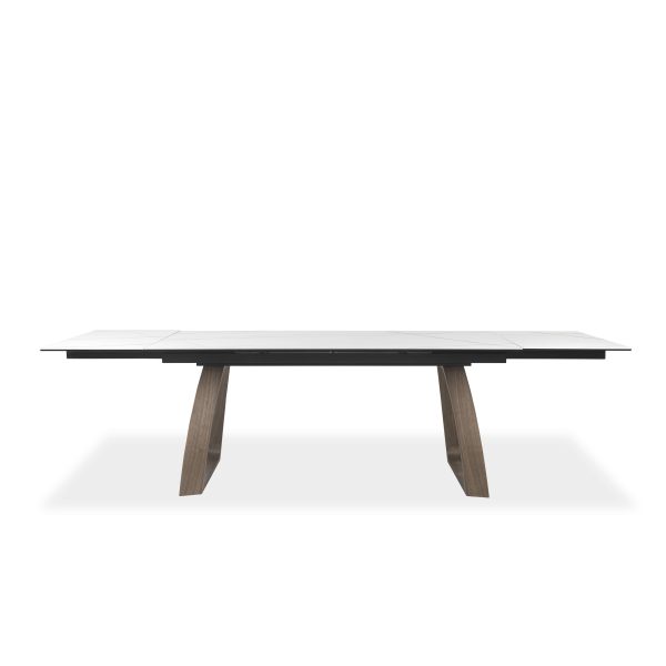 Malta Dining Table, White, Front, Extended