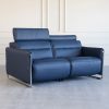 Emily Loveseat in Paloma Oxford Blue, Angle, Headrest Up