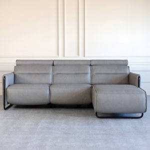 Emily Sectional in Paloma Silver Grey/Black Steel, Front
