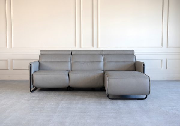 Emily Sectional in Paloma Silver Grey/Black Steel, Front