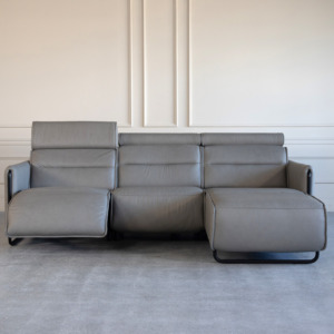 Emily Sectional Paloma Silver Grey Black Front Recline Emily Sectional Paloma Silver Grey Black Front Recline