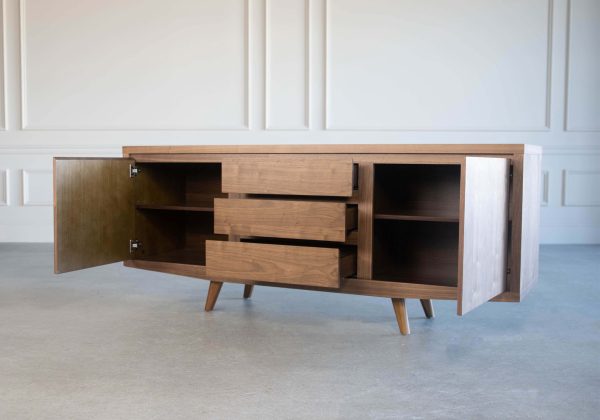 Leon Sideboard Angle, Open, Walnut