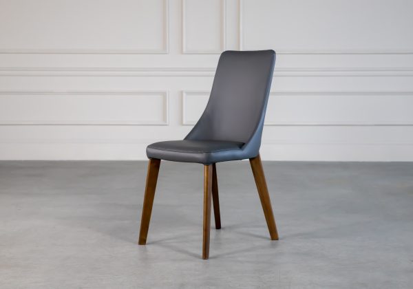 Maggie Dining Chair in Grey Vinyl, Angle
