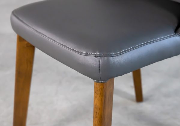Maggie Dining Chair in Grey Vinyl, Close Up