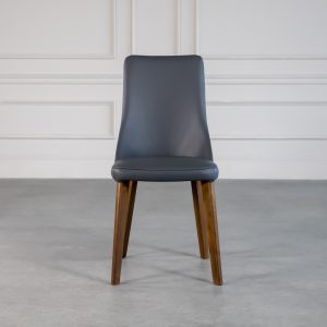 Maggie Dining Chair in Grey Vinyl, Front