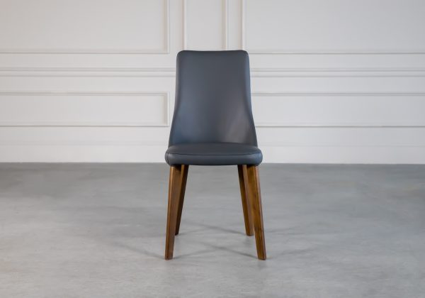 Maggie Dining Chair in Grey Vinyl, Front