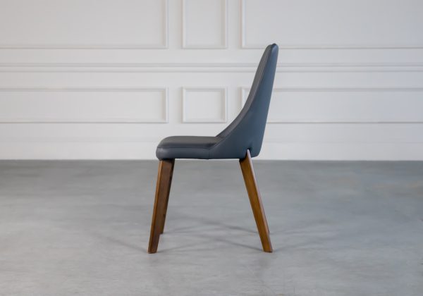 Maggie Dining Chair in Grey Vinyl, Side