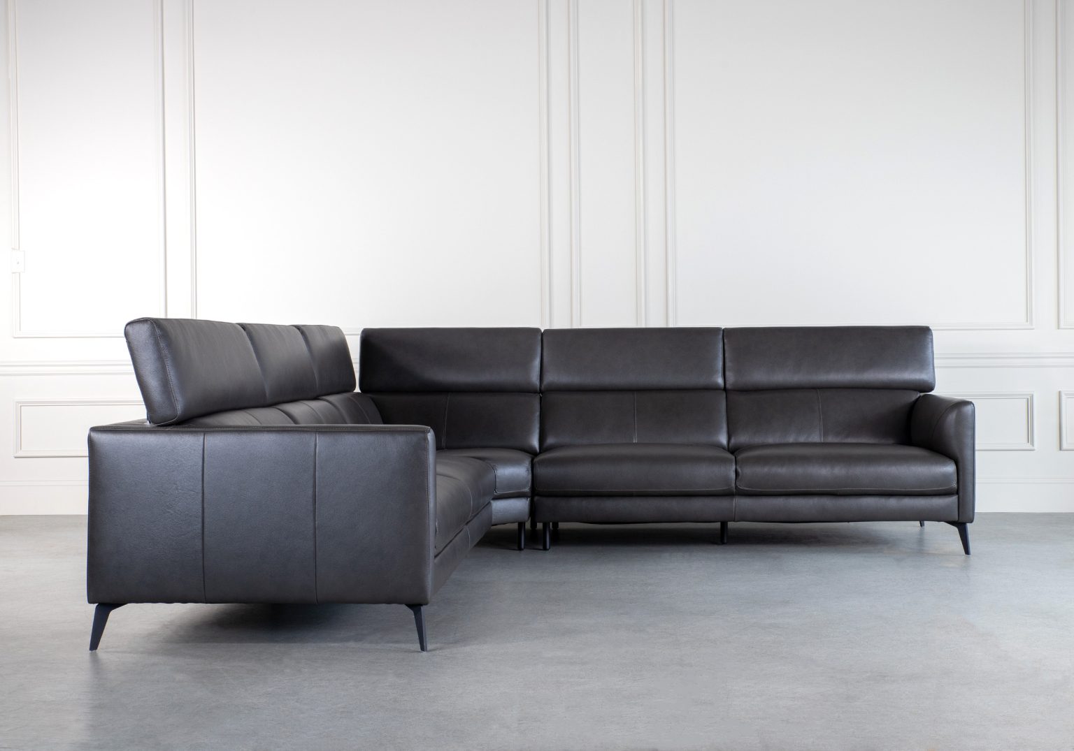 Marki Large Sectional Charcoal Headrests Up