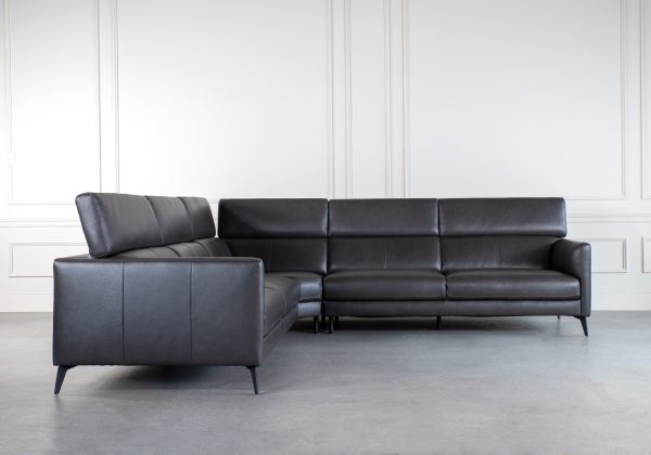 Marki Large Sectional in Charcoal, Front, Headrests Up
