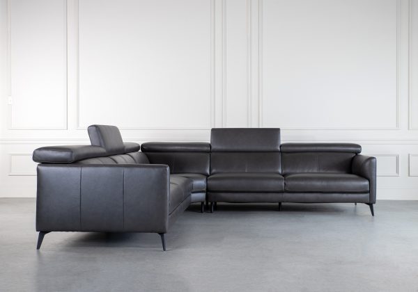 Marki Large Sectional in Charcoal, Front, Some Headrests Up