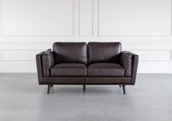 Parker Loveseat in Dark Brown, Front