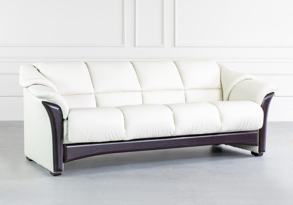 Stressless Oslo Sofa in Paloma Light Grey and Wenge, Angle