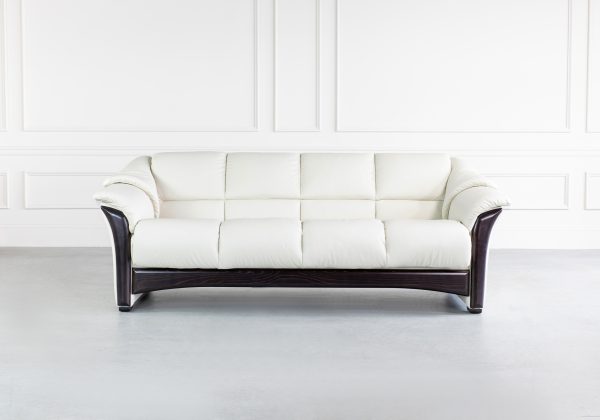 Stressless Oslo Sofa in Paloma Light Grey and Wenge, Front, Featured